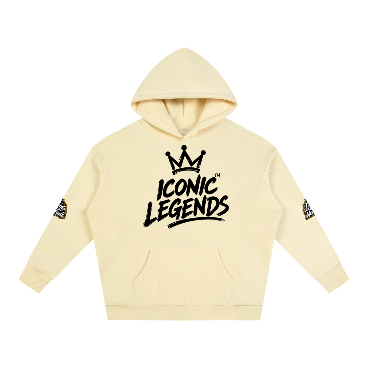 Iconic Legend- Oversize Fleeced Black Crown Hoodie