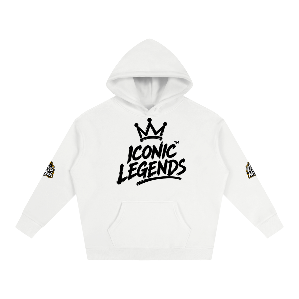 Iconic Legend- Oversize Fleeced Black Crown Hoodie