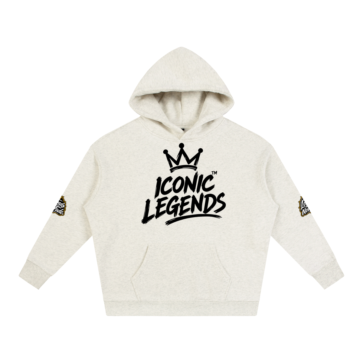 Iconic Legend- Oversize Fleeced Black Crown Hoodie