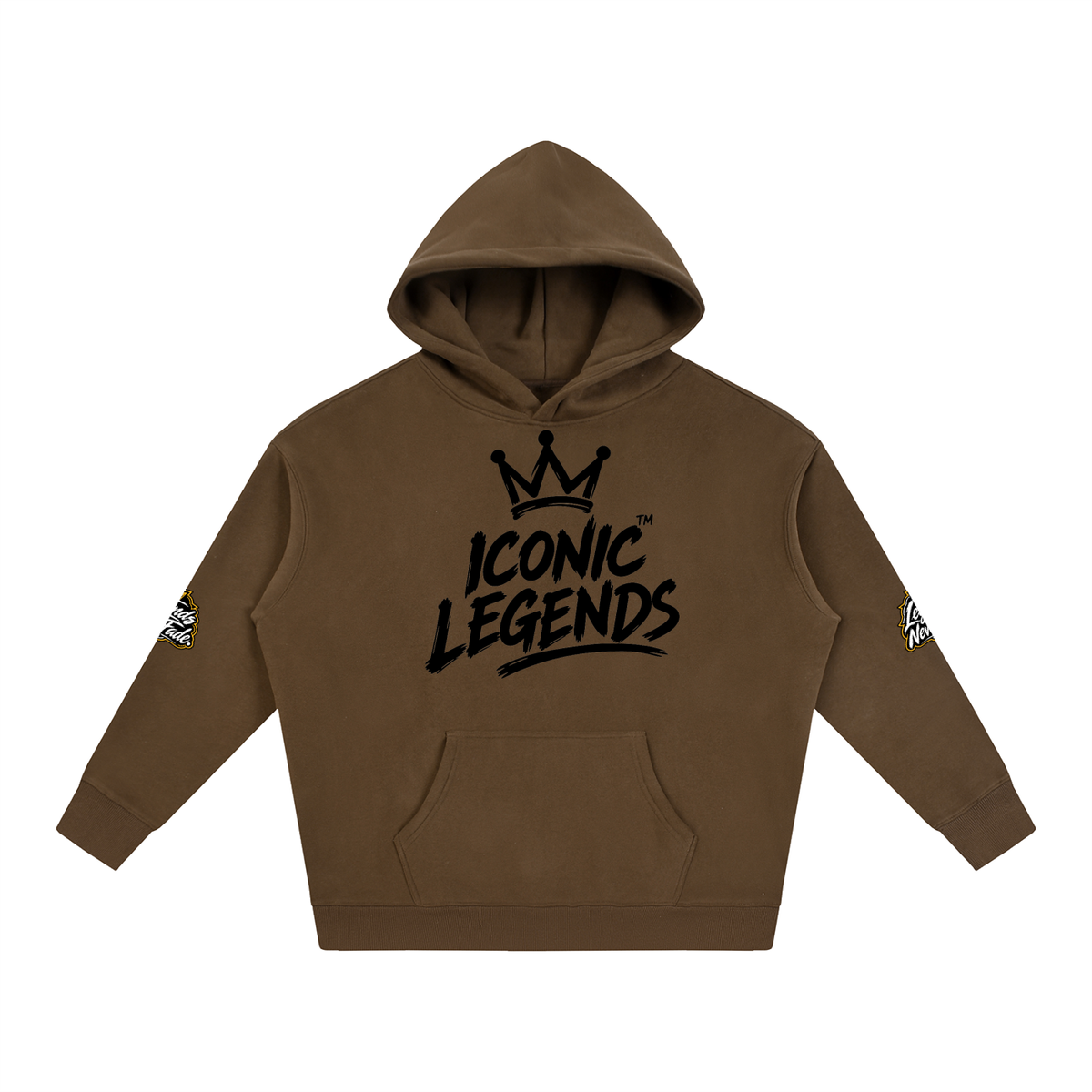 Iconic Legend- Oversize Fleeced Black Crown Hoodie