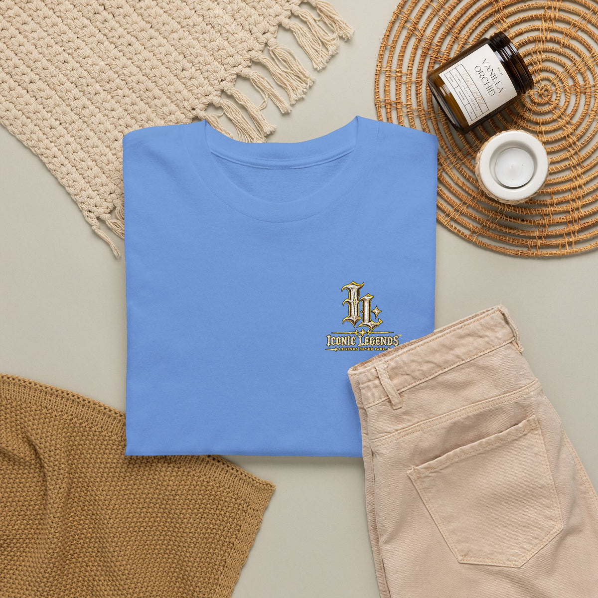 Iconic Legends Gold Signature Tee — Embroidered Premium Cotton T-Shirt