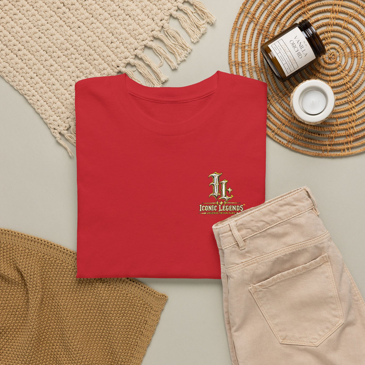 Iconic Legends Gold Signature Tee — Embroidered Premium Cotton T-Shirt