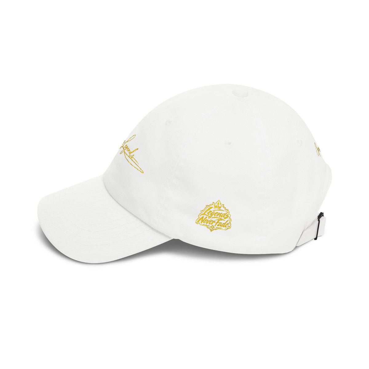 Iconic Legends Gold Script Classic Dad Cap — Embroidered Signature Baseball Hat