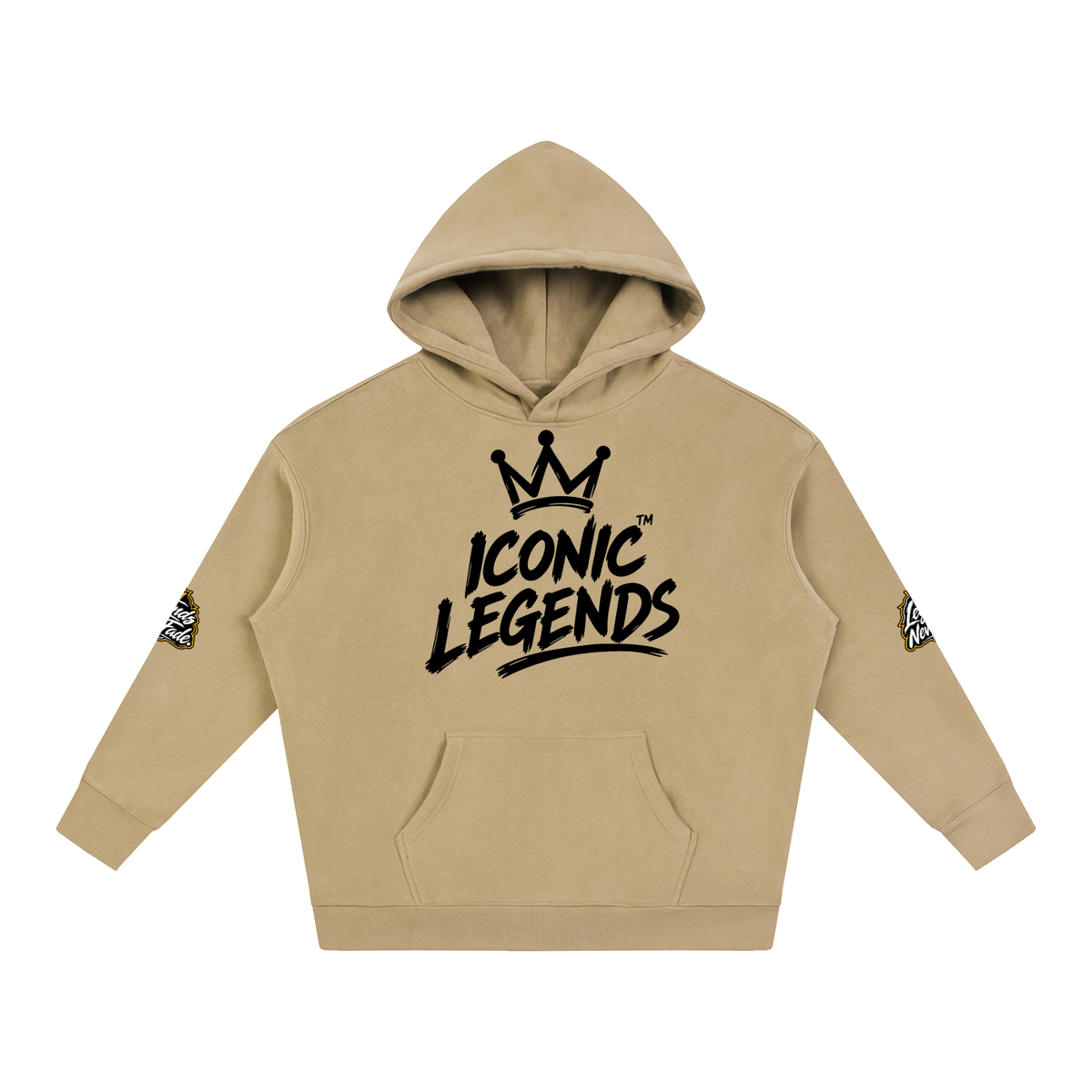 Iconic Legend- Oversize Fleeced Black Crown Hoodie
