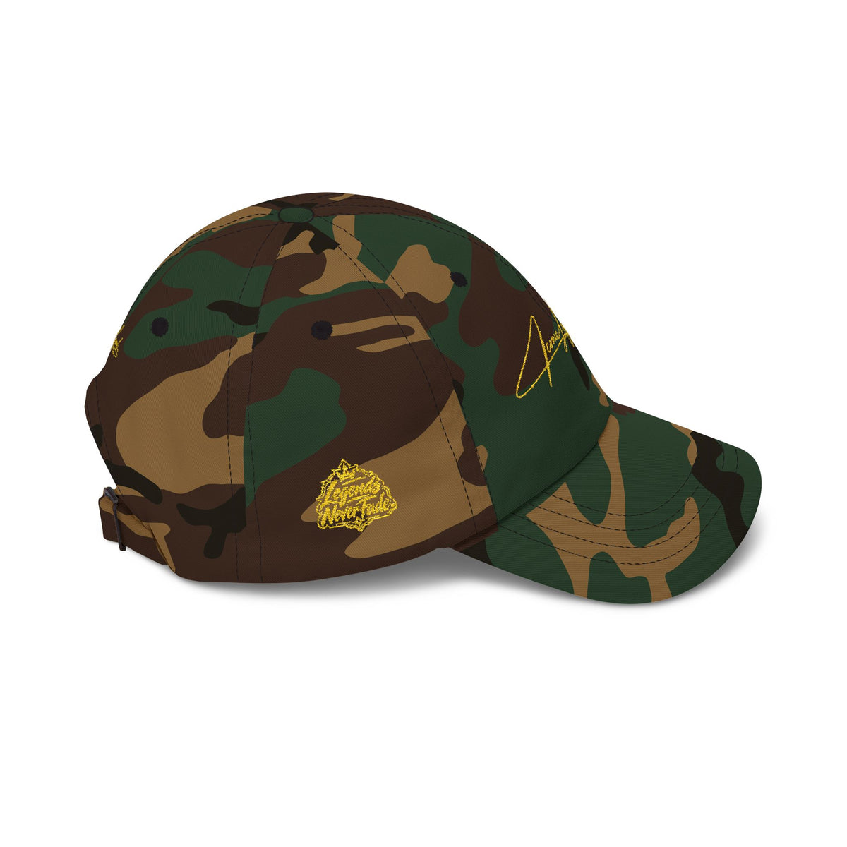 Iconic Legends Gold Script Dad Cap — Embroidered Signature Baseball Hat