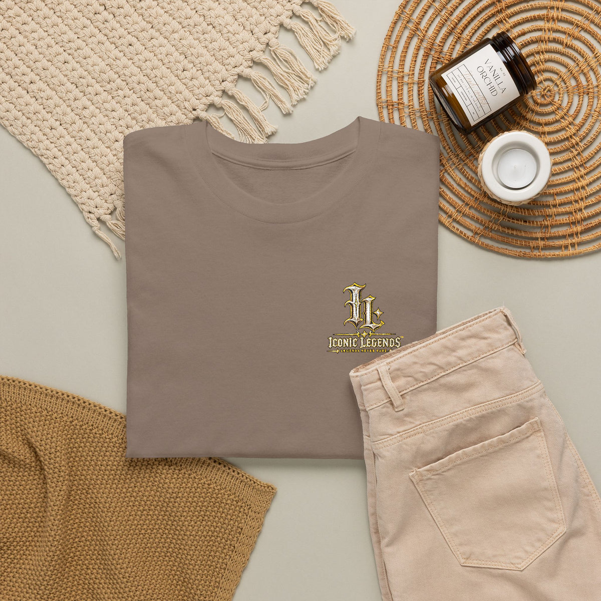 Iconic Legends Gold Signature Tee — Embroidered Premium Cotton T-Shirt