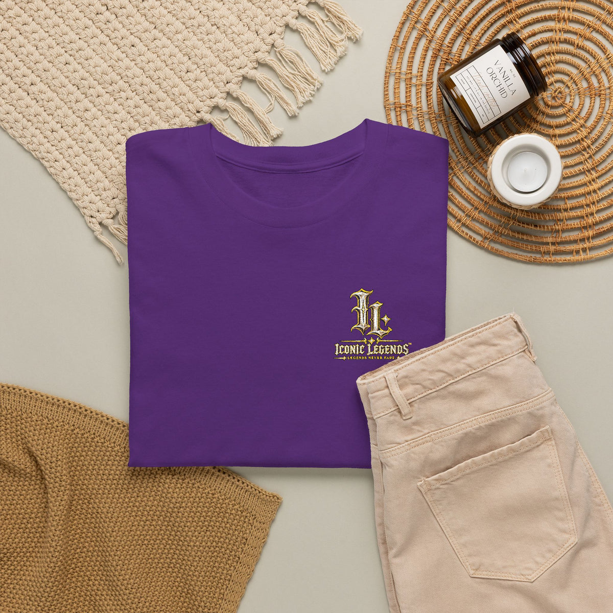 Iconic Legends Gold Signature Tee — Embroidered Premium Cotton T-Shirt