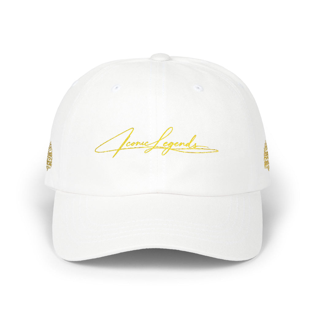 Iconic Legends Gold Script Dad Cap — Embroidered Signature Baseball Hat