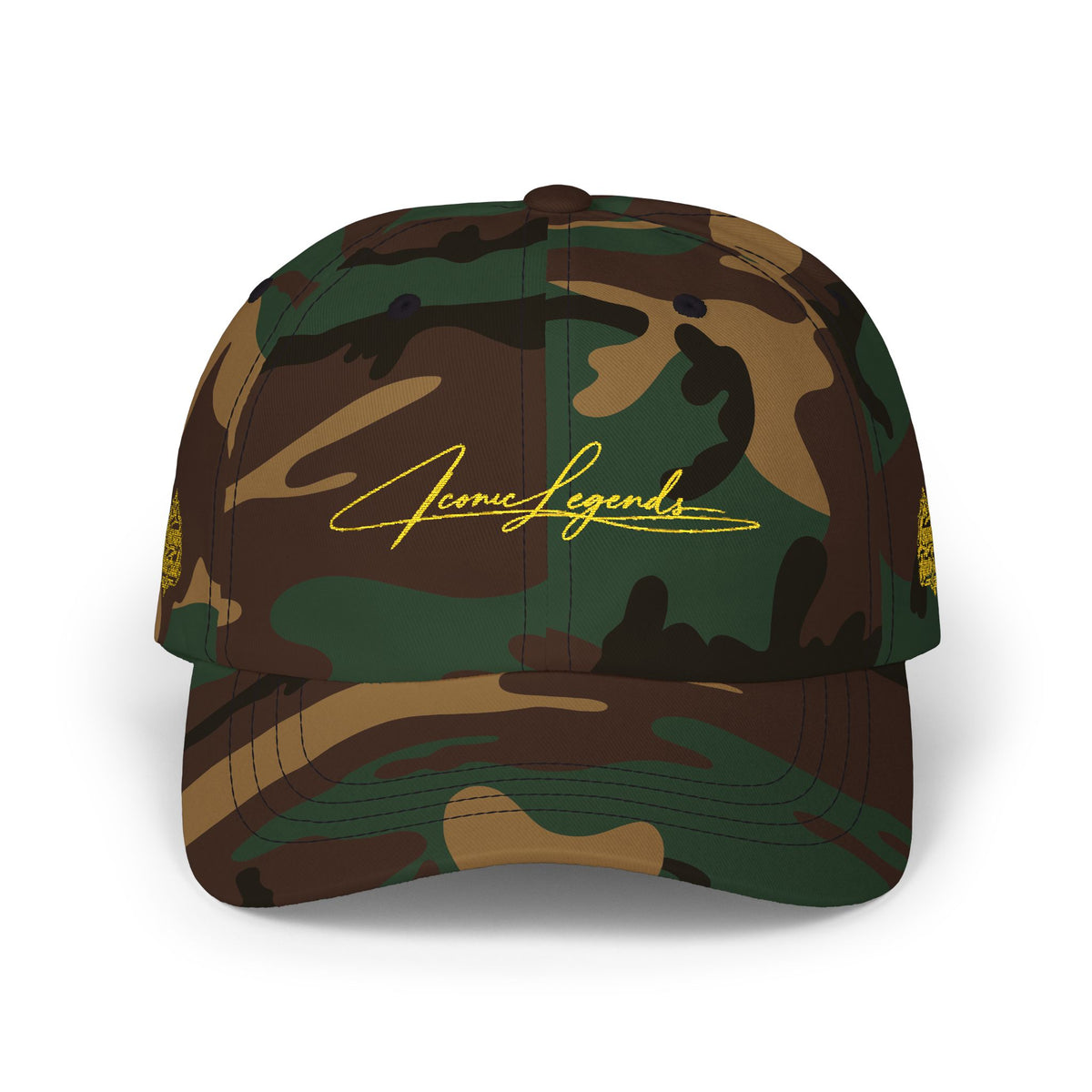 Iconic Legends Gold Script Classic Dad Cap — Embroidered Signature Baseball Hat