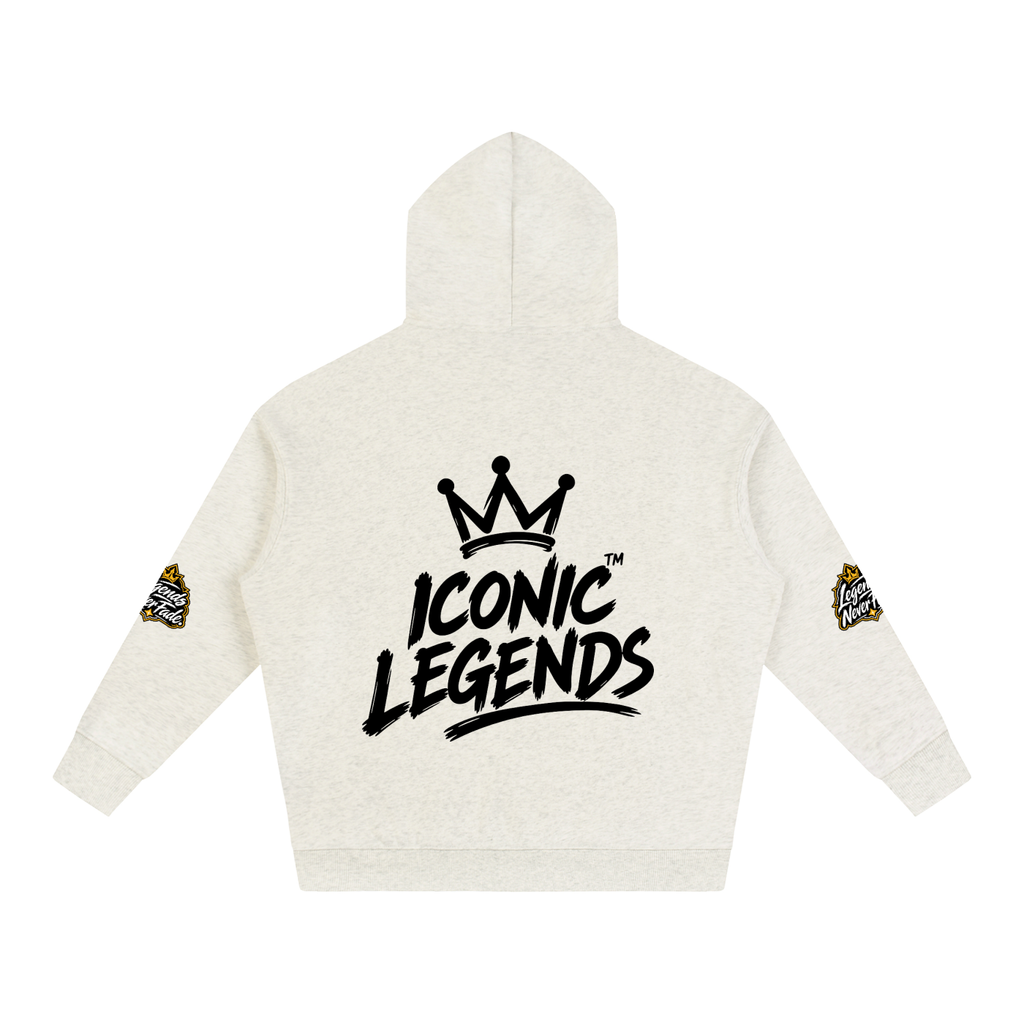 Iconic Legend- Oversize Fleeced Black Crown Hoodie