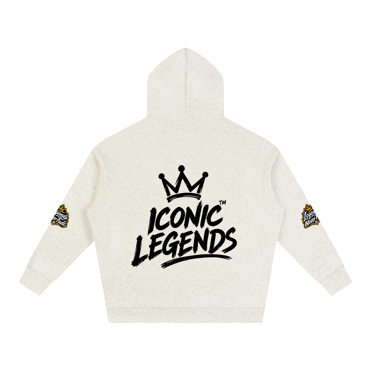 Iconic Legend- Oversize Fleeced Black Crown Hoodie