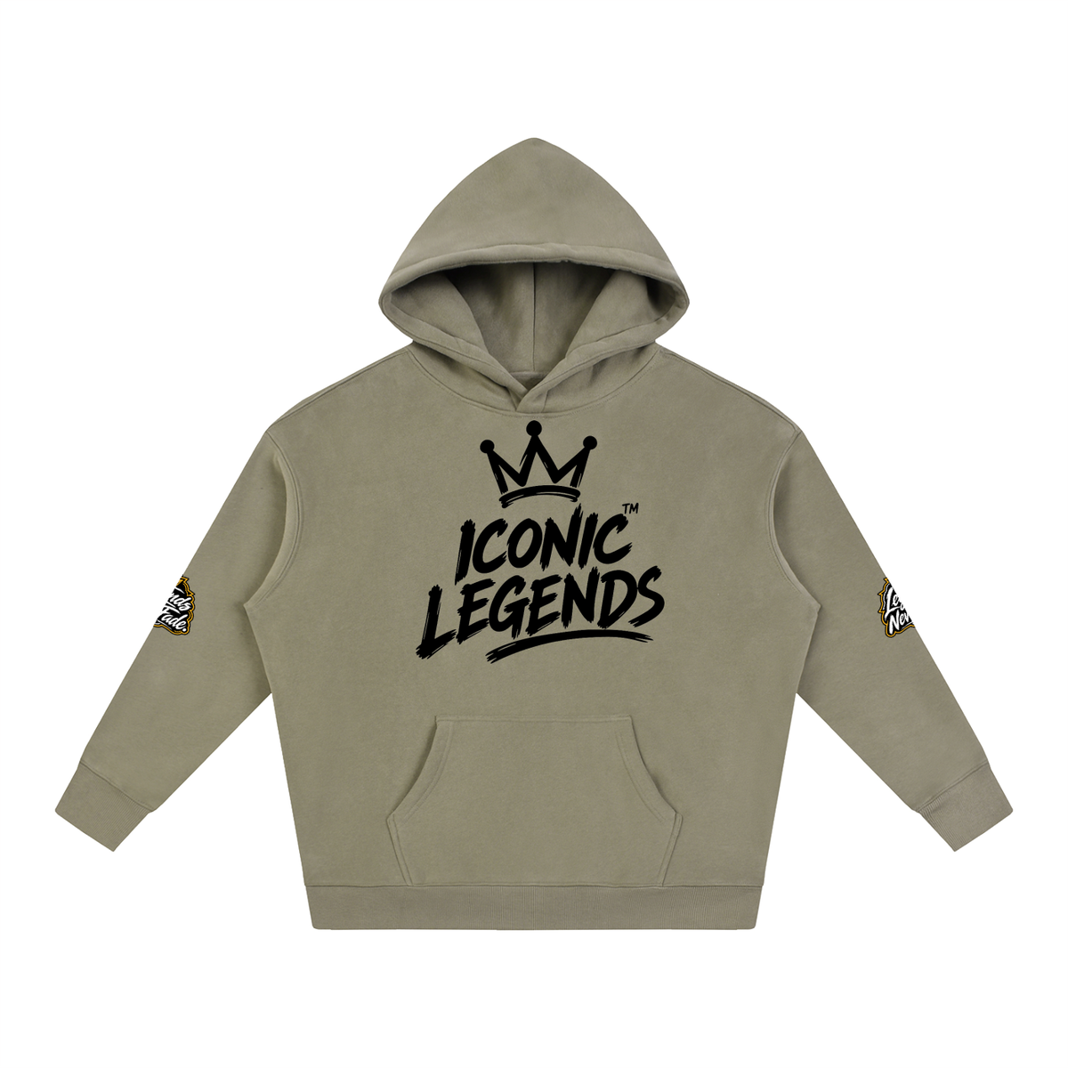 Iconic Legend- Oversize Fleeced Black Crown Hoodie