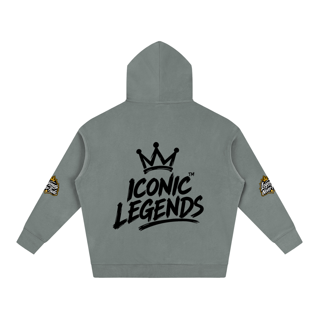 Iconic Legend- Oversize Fleeced Black Crown Hoodie