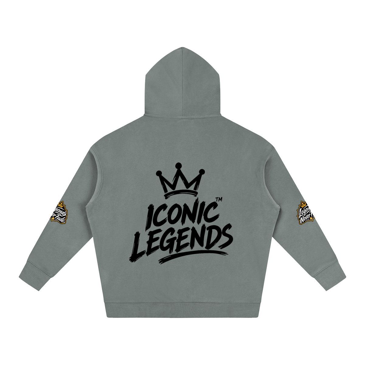 Iconic Legend- Oversize Fleeced Black Crown Hoodie