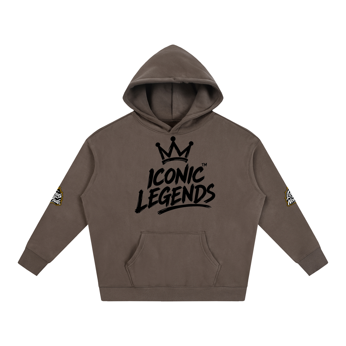Iconic Legend- Oversize Fleeced Black Crown Hoodie