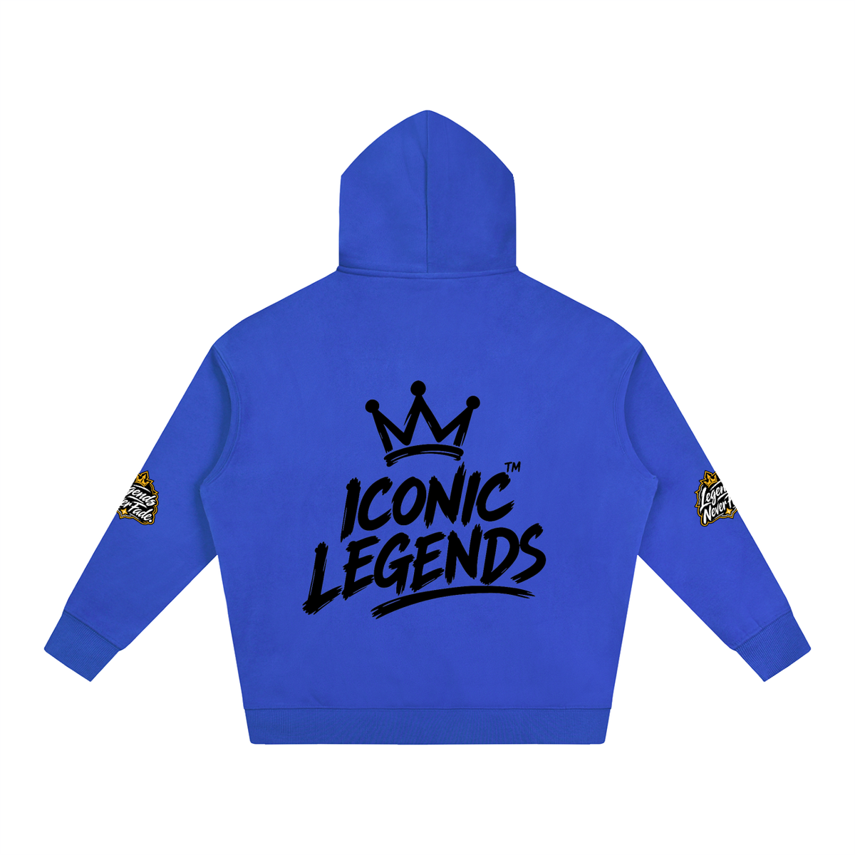Iconic Legend- Oversize Fleeced Black Crown Hoodie