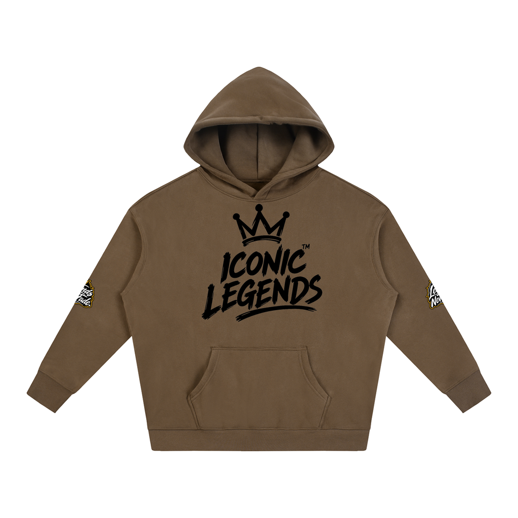 Iconic Legend- Oversize Fleeced Black Crown Hoodie
