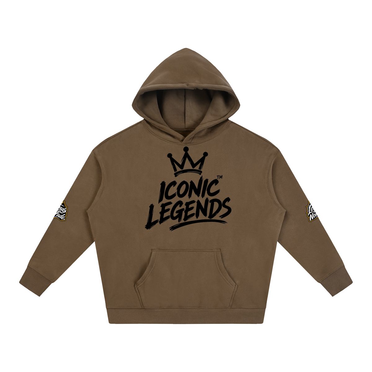 Iconic Legend- Oversize Fleeced Black Crown Hoodie
