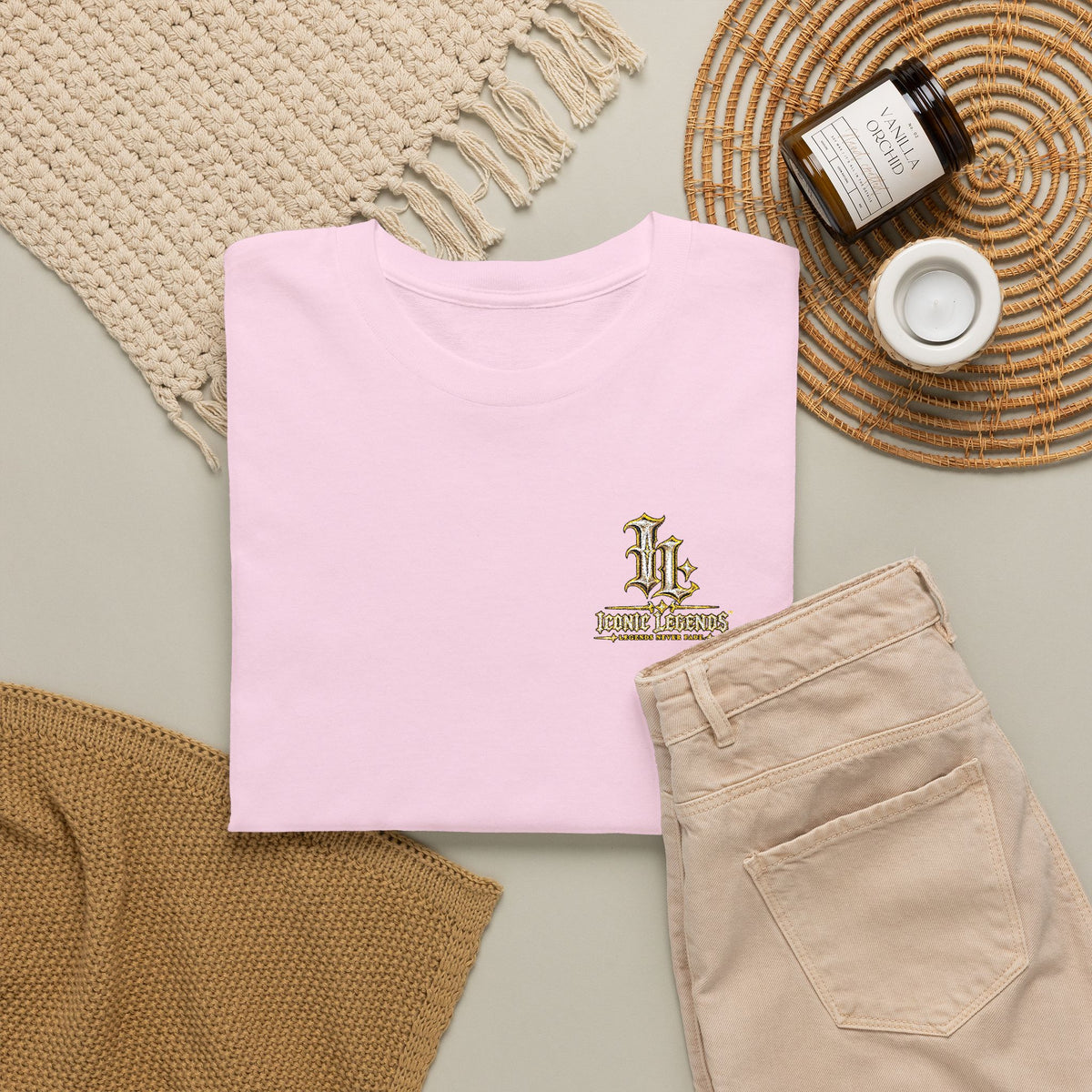 Iconic Legends Gold Signature Tee — Embroidered Premium Cotton T-Shirt