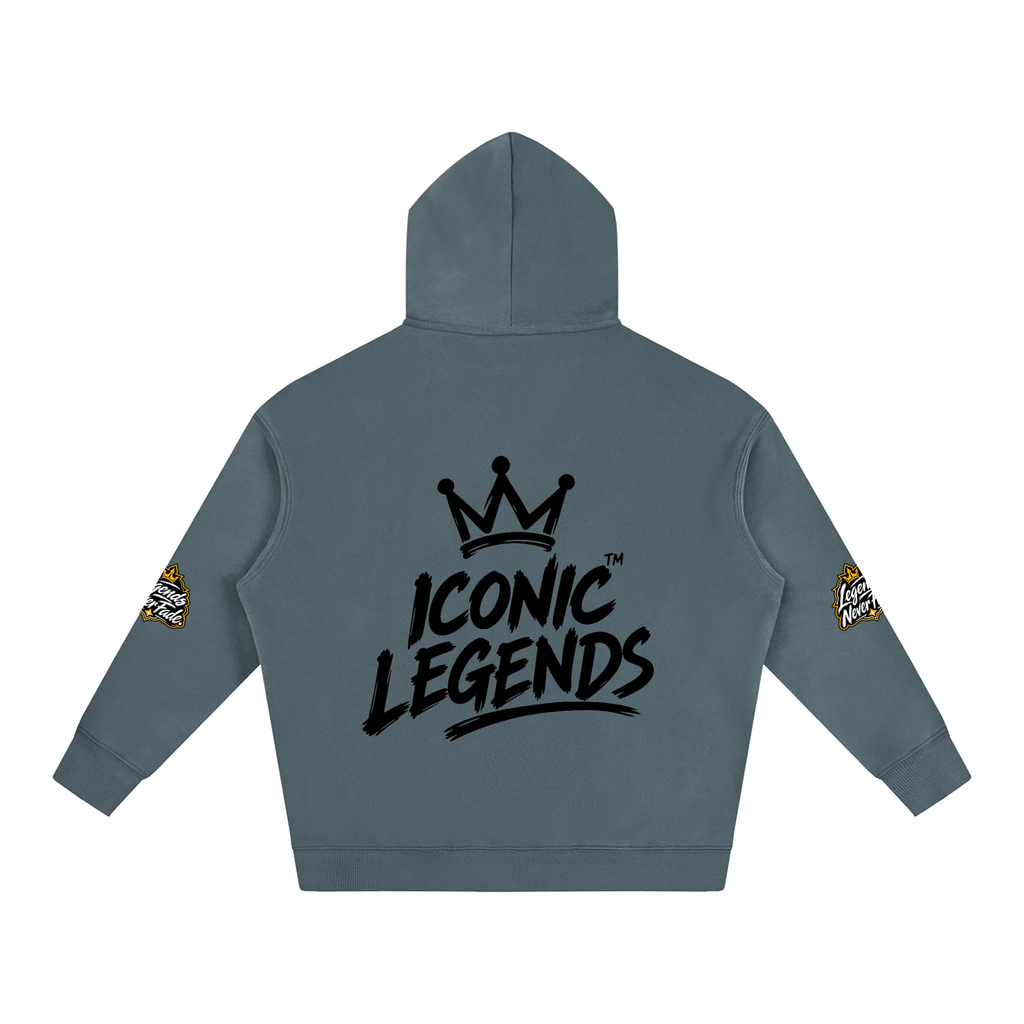 Iconic Legend- Oversize Fleeced Black Crown Hoodie