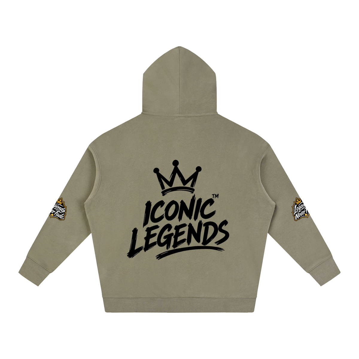 Iconic Legend- Oversize Fleeced Black Crown Hoodie