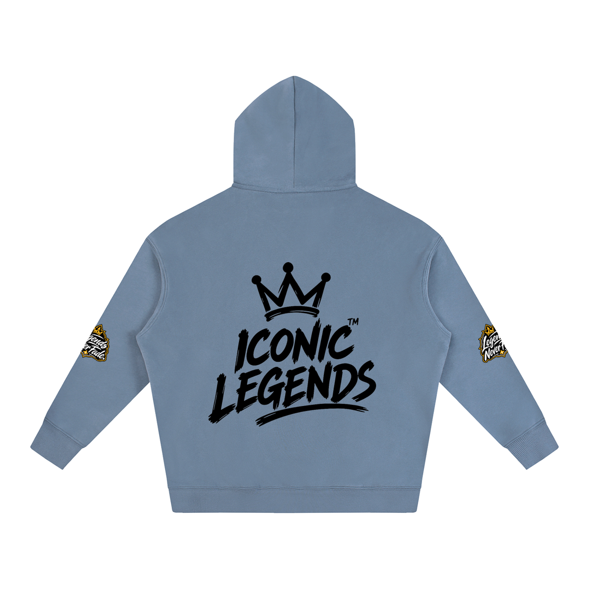 Iconic Legend- Oversize Fleeced Black Crown Hoodie