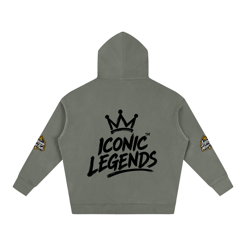 Iconic Legend- Oversize Fleeced Black Crown Hoodie