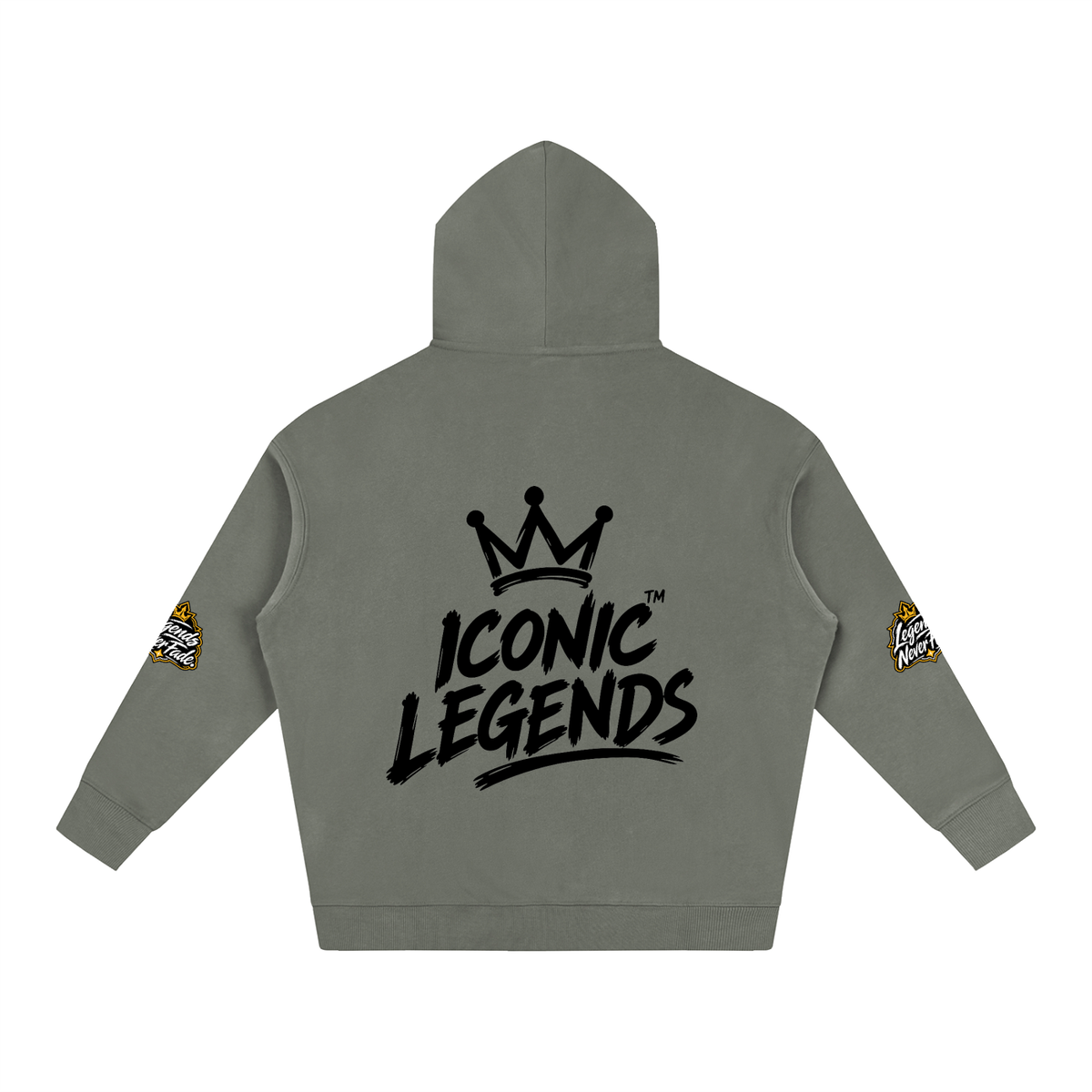 Iconic Legend- Oversize Fleeced Black Crown Hoodie