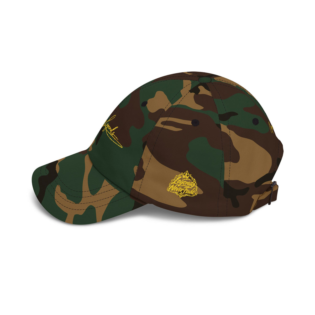 Iconic Legends Gold Script Dad Cap — Embroidered Signature Baseball Hat