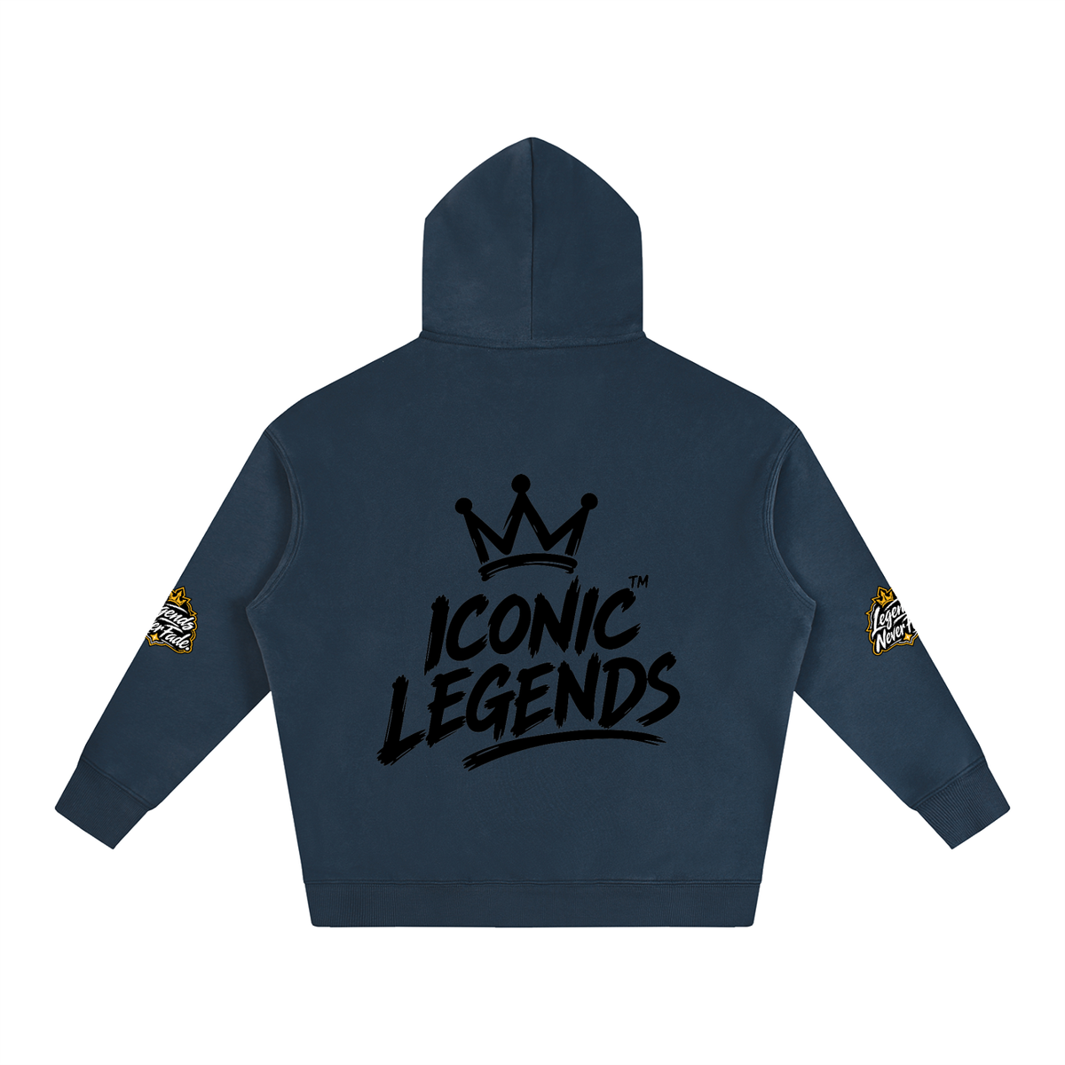 Iconic Legend- Oversize Fleeced Black Crown Hoodie
