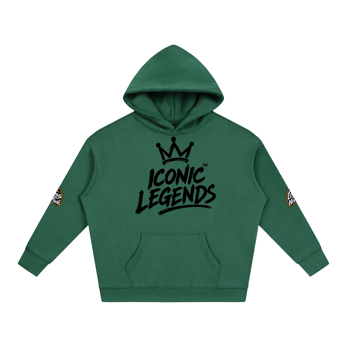 Iconic Legend- Oversize Fleeced Black Crown Hoodie