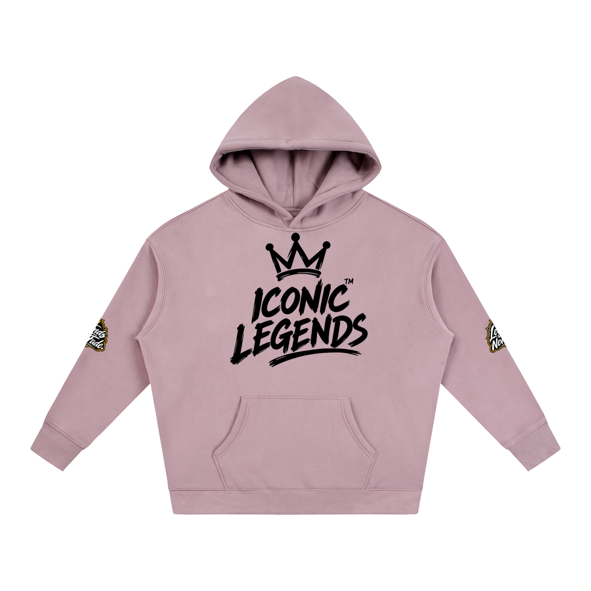 Iconic Legend- Oversize Fleeced Black Crown Hoodie