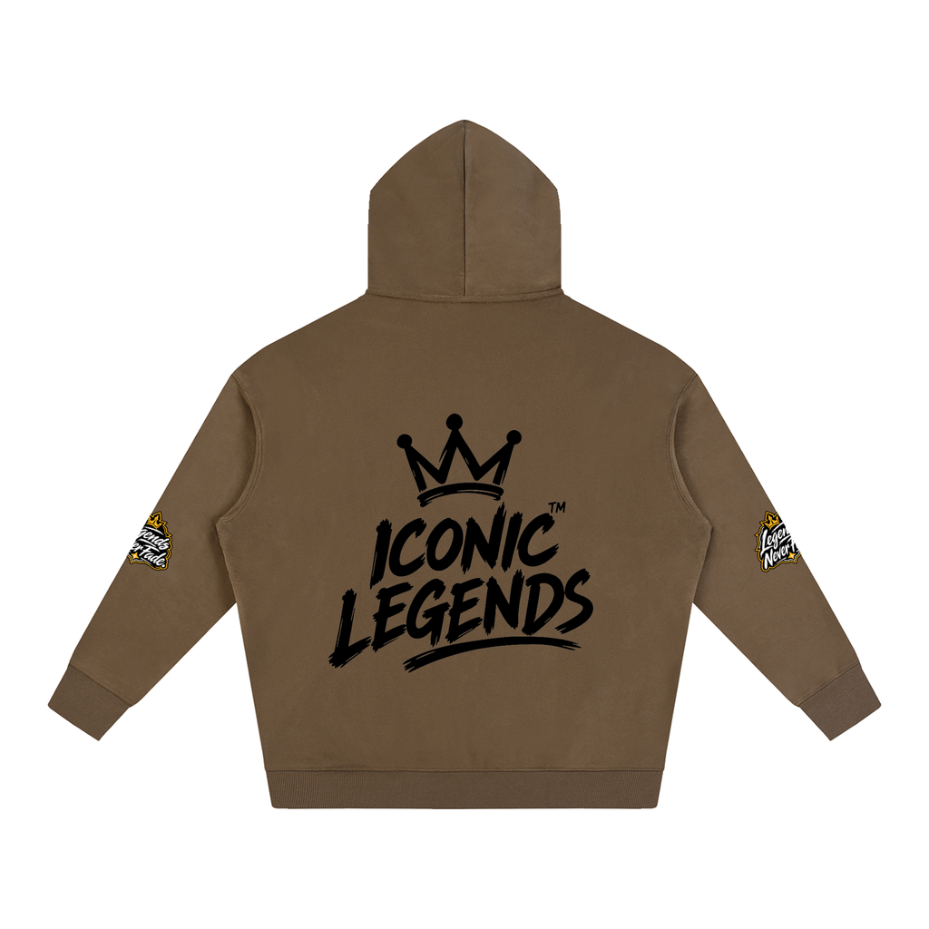 Iconic Legend- Oversize Fleeced Black Crown Hoodie