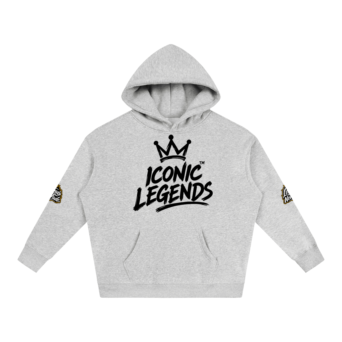Iconic Legend- Oversize Fleeced Black Crown Hoodie