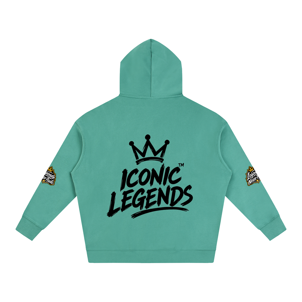 Iconic Legend- Oversize Fleeced Black Crown Hoodie