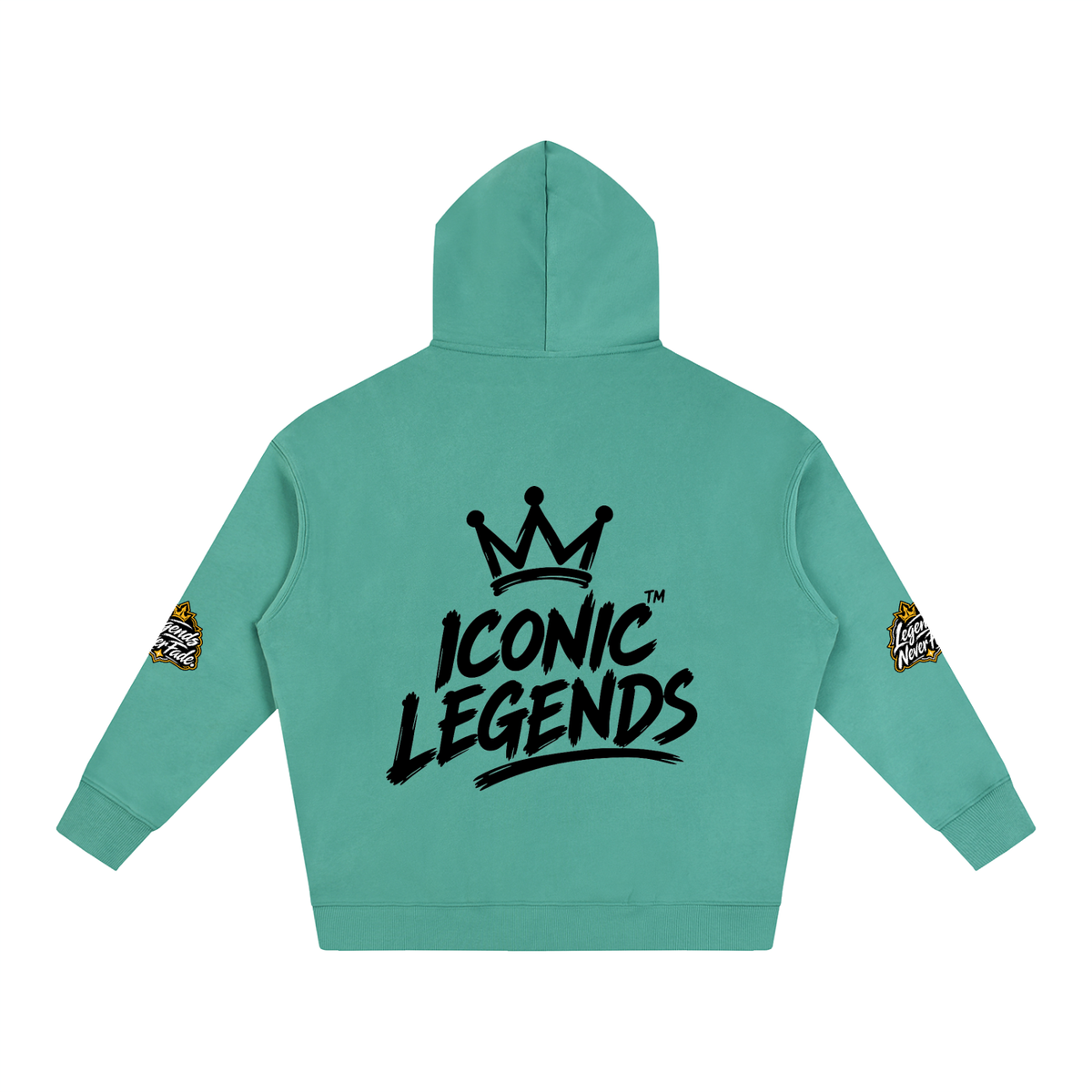 Iconic Legend- Oversize Fleeced Black Crown Hoodie