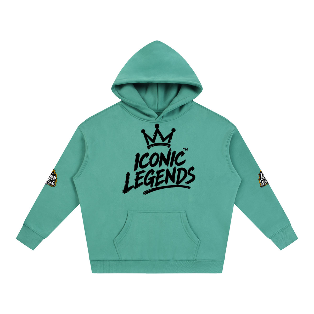 Iconic Legend- Oversize Fleeced Black Crown Hoodie
