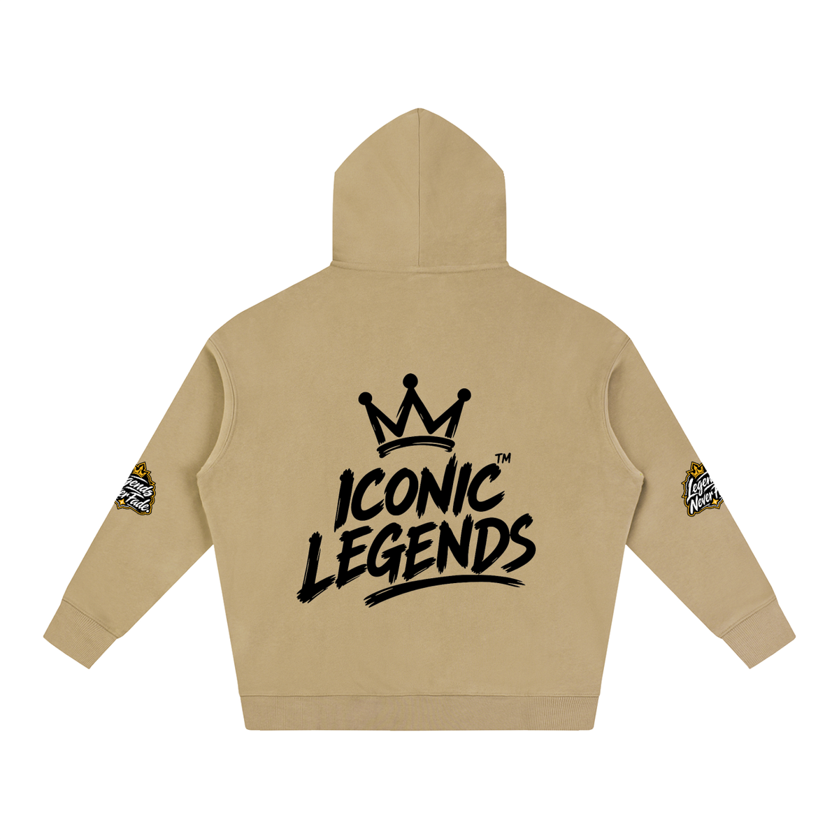 Iconic Legend- Oversize Fleeced Black Crown Hoodie