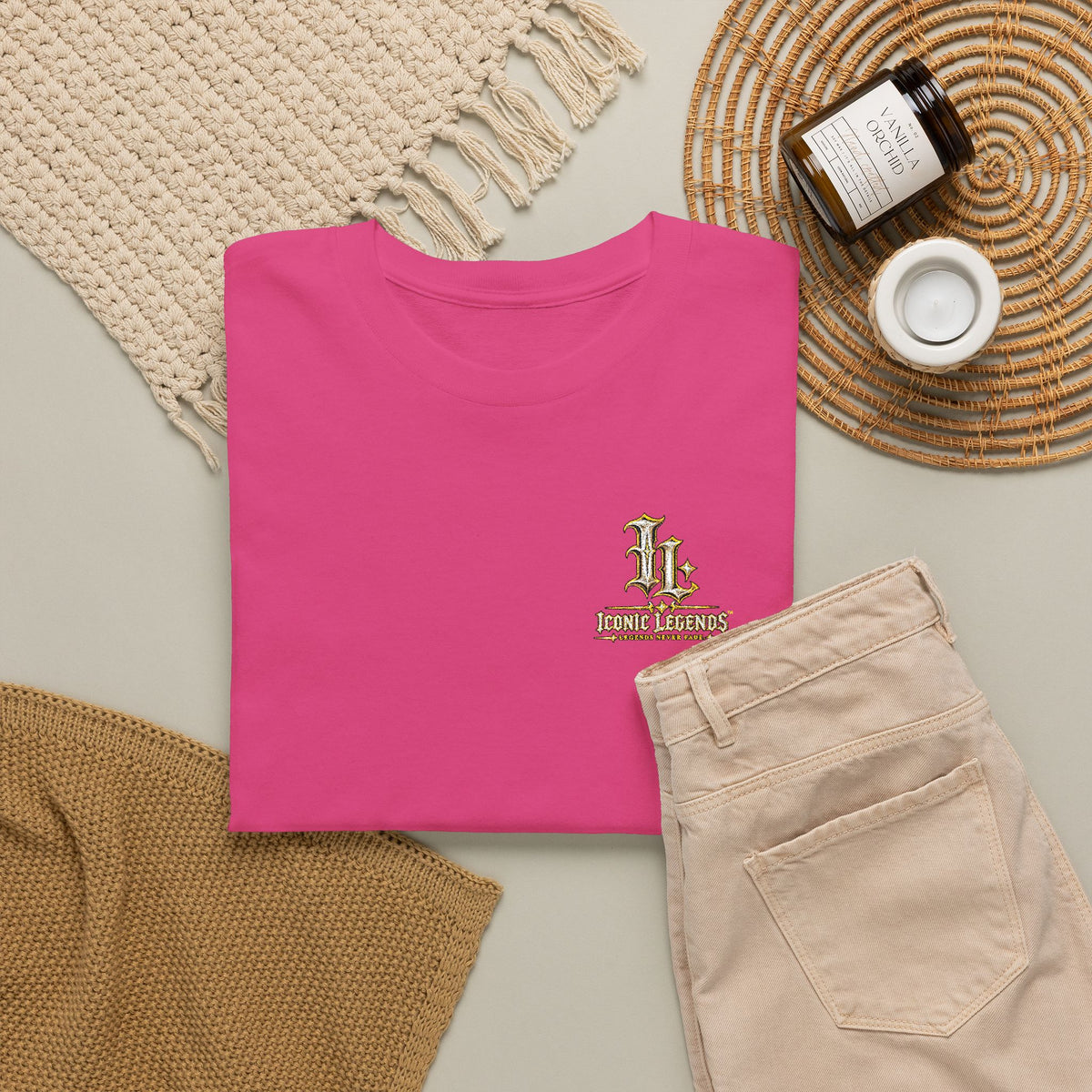 Iconic Legends Gold Signature Tee — Embroidered Premium Cotton T-Shirt