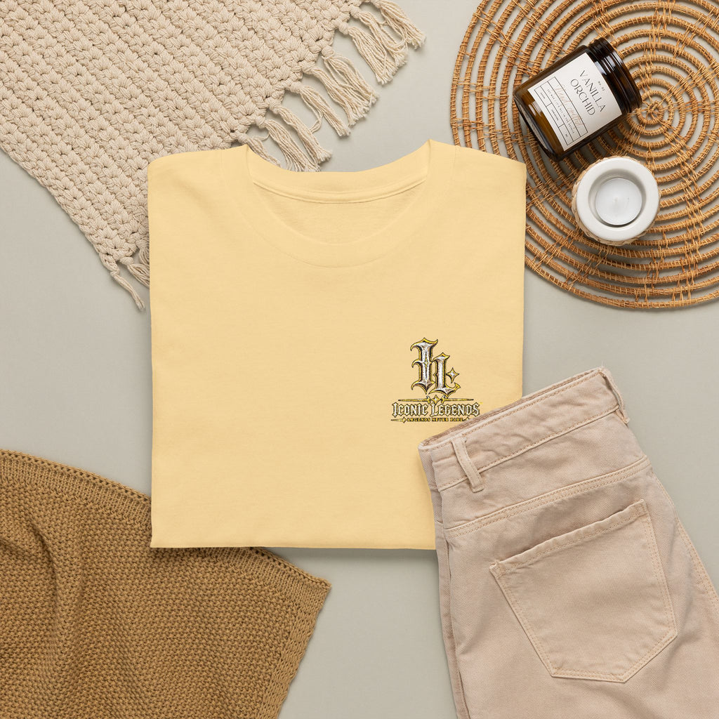 Iconic Legends Gold Signature Tee — Embroidered Premium Cotton T-Shirt