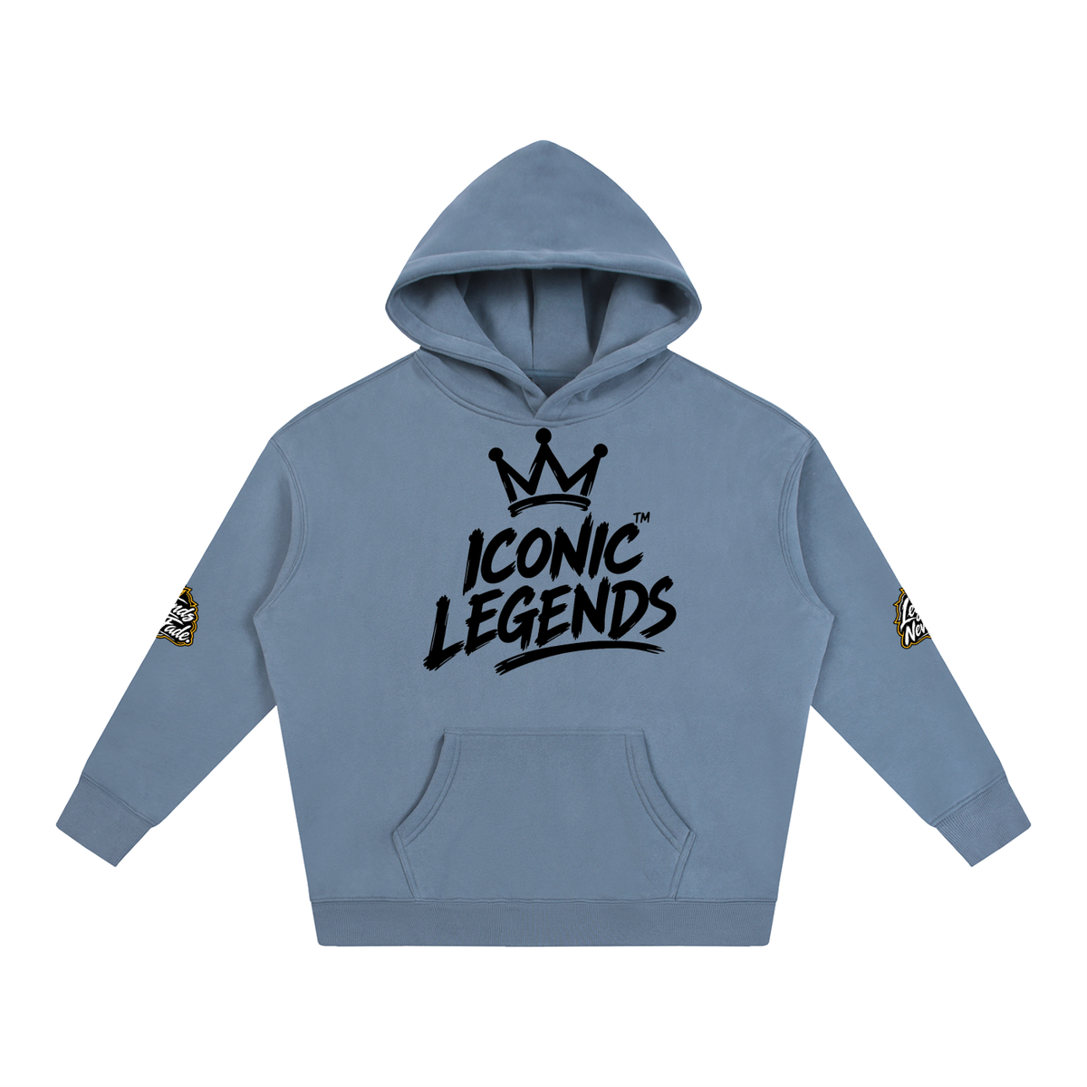 Iconic Legend- Oversize Fleeced Black Crown Hoodie