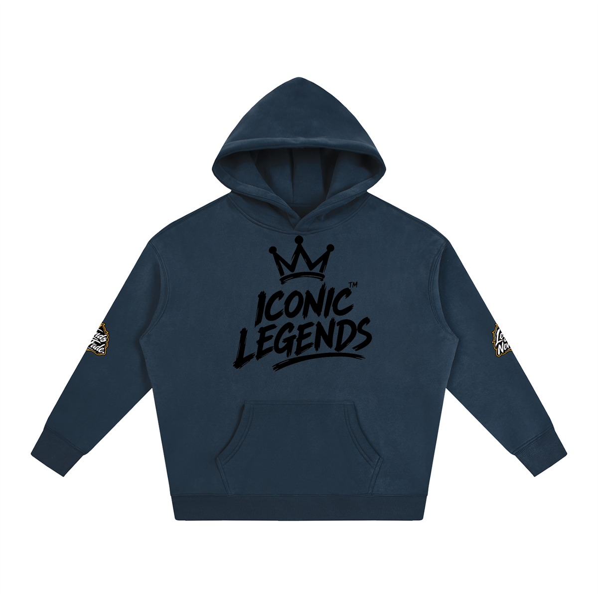 Iconic Legend- Oversize Fleeced Black Crown Hoodie