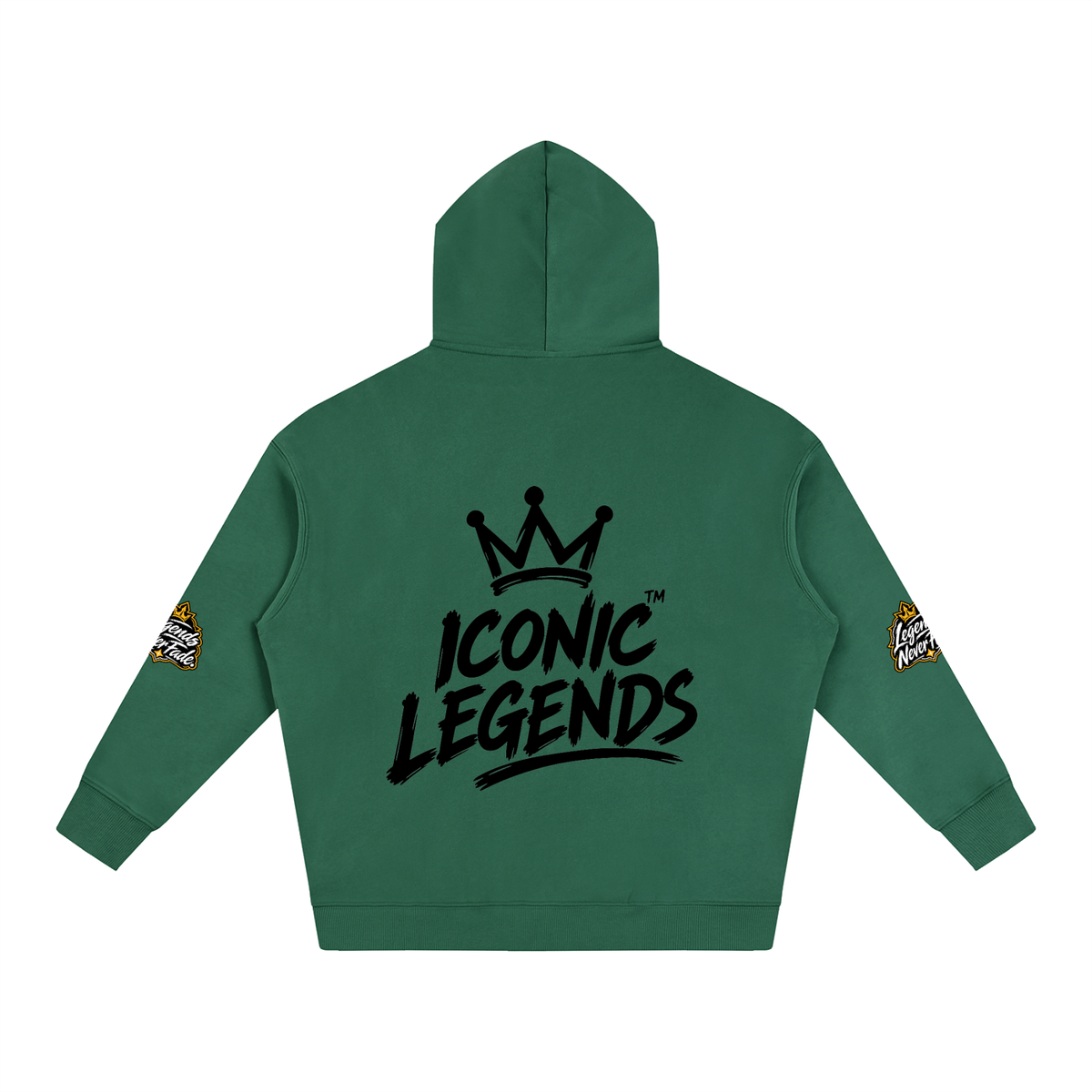 Iconic Legend- Oversize Fleeced Black Crown Hoodie
