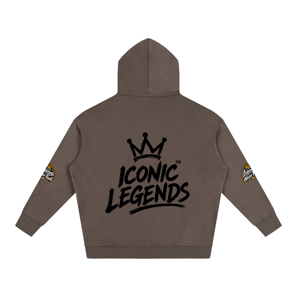 Iconic Legend- Oversize Fleeced Black Crown Hoodie