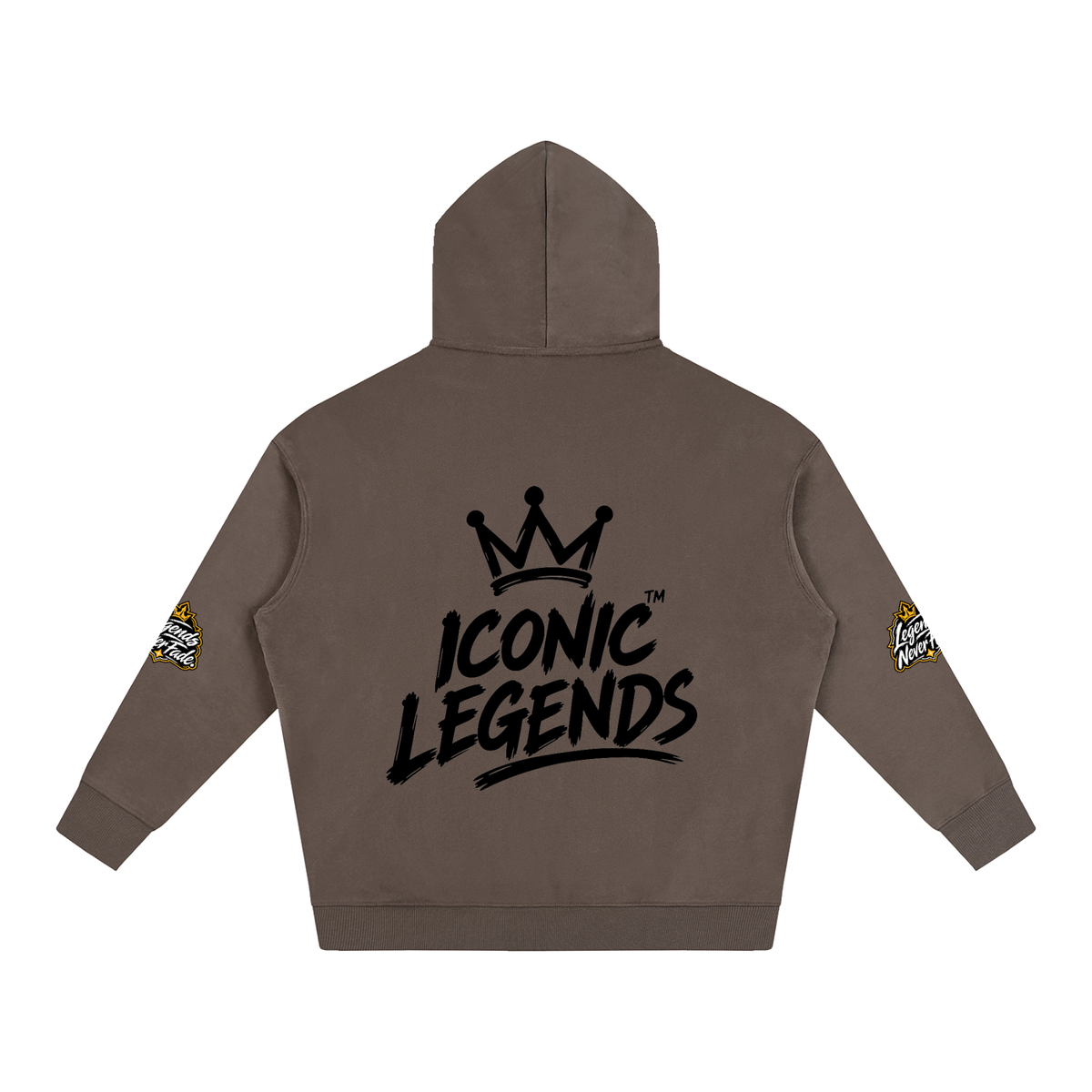 Iconic Legend- Oversize Fleeced Black Crown Hoodie
