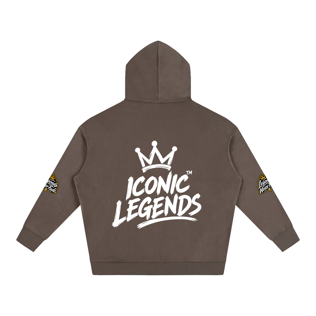 Iconic Legends - Oversize Fleeced White Crown  Hoodie