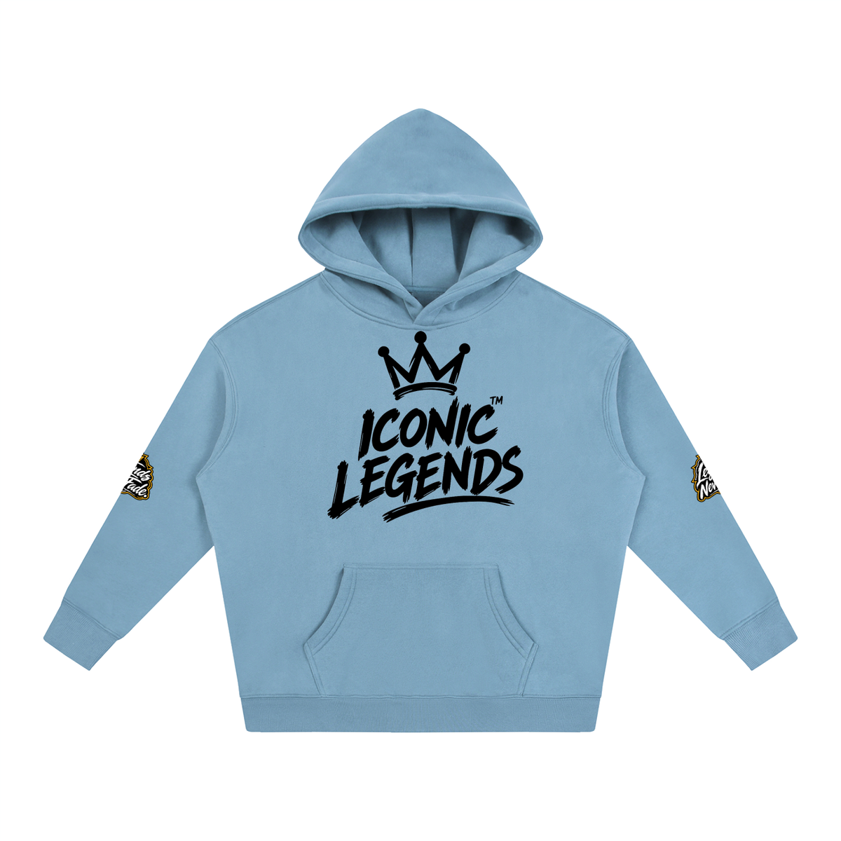 Iconic Legend- Oversize Fleeced Black Crown Hoodie