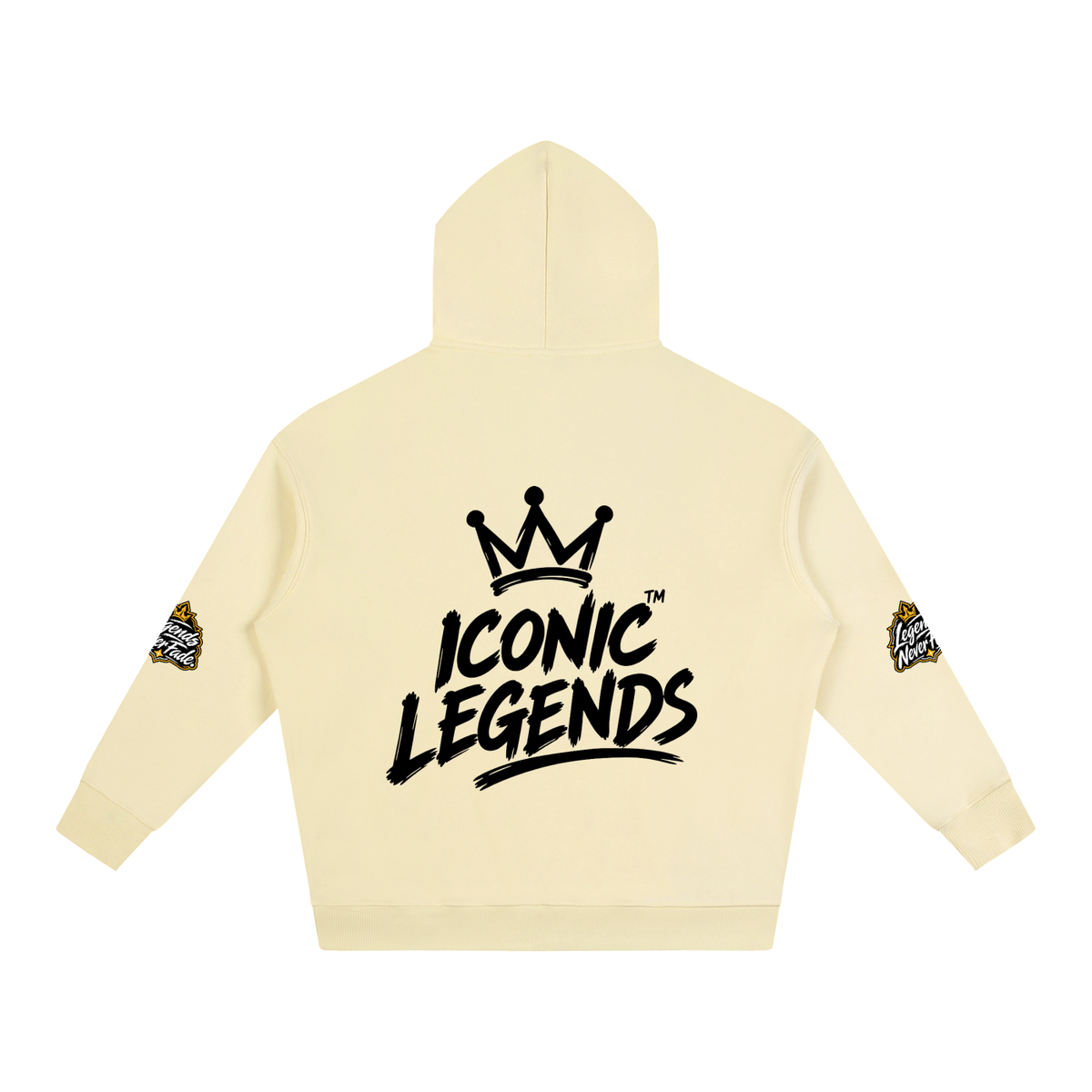 Iconic Legend- Oversize Fleeced Black Crown Hoodie
