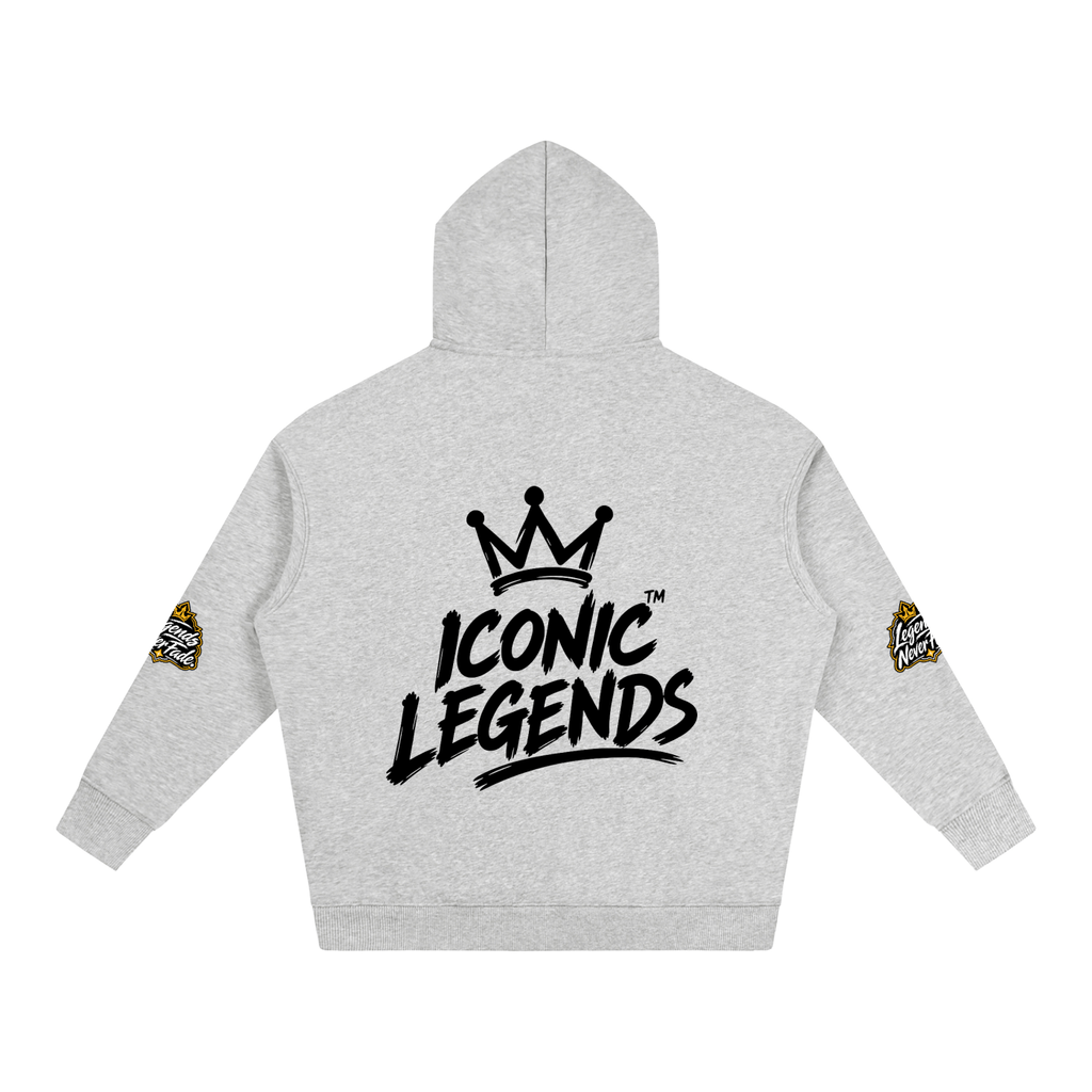 Iconic Legend- Oversize Fleeced Black Crown Hoodie