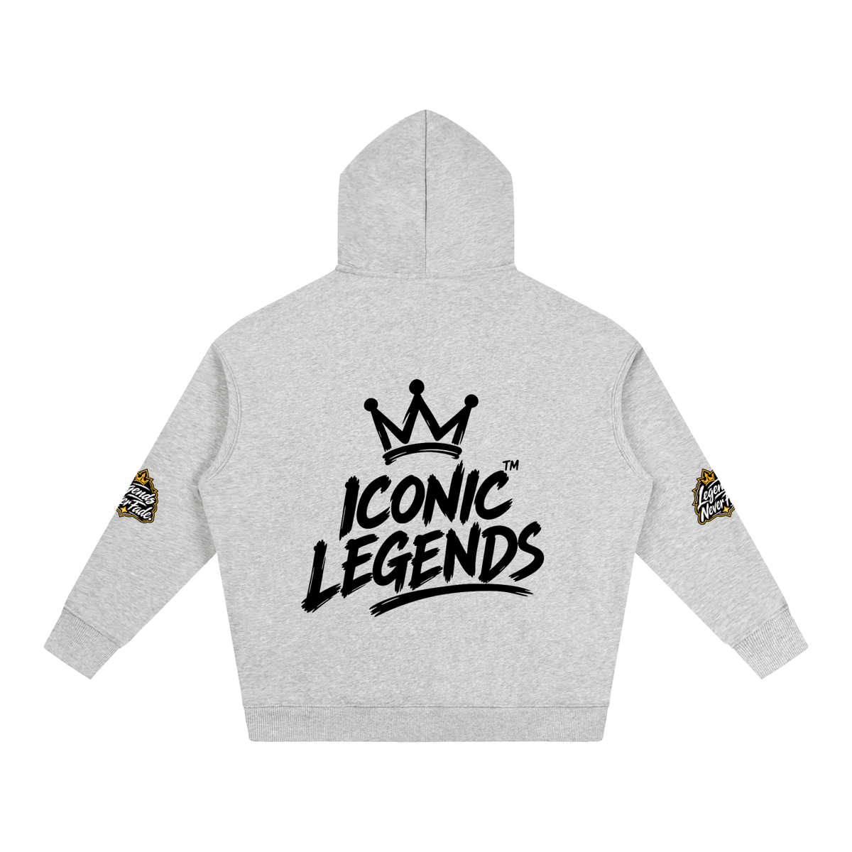 Iconic Legend- Oversize Fleeced Black Crown Hoodie